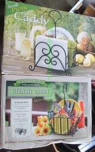 lot 122 image: Portable picnic and utensil caddys in box