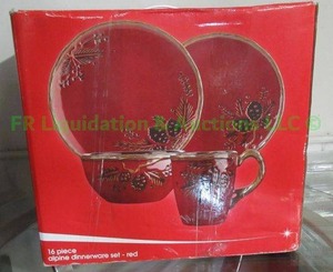 lot 8 image: JC Penney Home collection Alpine dinnerware set 16 piece in original box