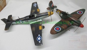 lot 11 image: World War 2 all metal display aircraft, P-51 Mustang & Super Marine Spitfire, 13 wingspans