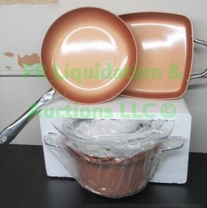 lot 16 image: Copper Chef copper coated pans, one is new in box