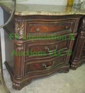 lot 27 image: Art Furniture marble top solid wood base night stand, 35 x 20 x 35. Matches lot 21