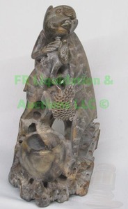lot 22 image: Soapstone hand carved animal statuette 10 tall