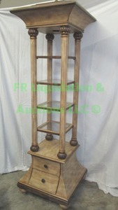 lot 1 image: Bridgeport Etagere 4 shelf 2 drawer illuminated display unit, 24 x 24 x 74
