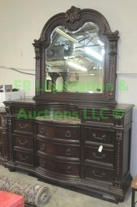 lot 35 image: Annondale antique design marble top dresser with mirror, 68 x 18 x 41 - 95 top of mirror