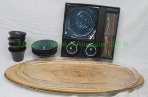 lot 83 image: Kotobuki sushi serving set, Sushi serving platter & Gabbay rice bowls