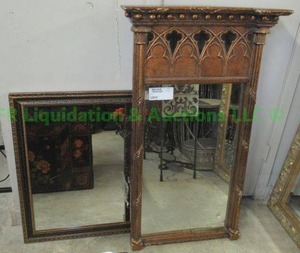 lot 85 image: Hand carved gilded mirror and wall mirror