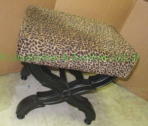 lot 77 image: Carolina chair & table company Campaign ottoman leopard pattern wood base