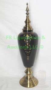 lot 274 image: Brass and glass embossed decor vase