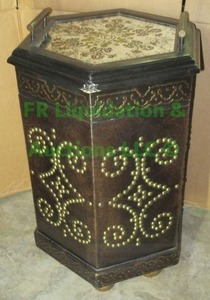 lot 71 image: Tea table Hexagon shape with removable serving tray lid and storage, 16 wide x 27 tall