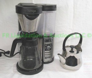 lot 58 image: Ninja coffee center and Alessi kettle