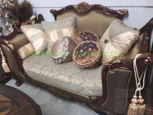 lot 250 image: Ornate Italian style loveseat with accent pillows, matches lot 249