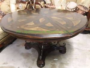 lot 252 image: Unique star pattern leaf table, Please see more pics on how this table expands, 55 closed, 74 open. matches lot 251