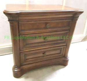 lot 246 image: Art Furniture modern theme cherry wood veneer nightstand, 32 x 19 x 30. matches lot 245