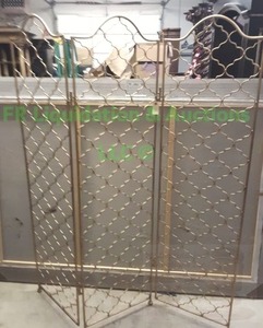 lot 241 image: Three sectional folding room divider, total width 59 x 70 tall