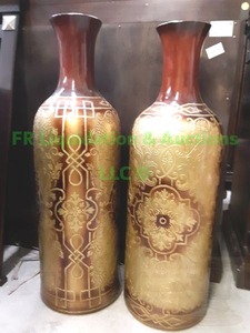lot 244 image: Embossed ceramic bottle style vase, 36 tall, 2 total