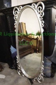 lot 257 image: Ornate oval full length wall mirror, 29 x 71