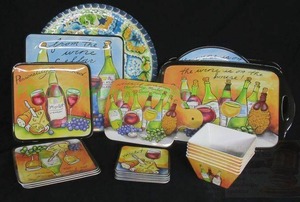 lot 97 image: Certified International Tracy Flickinger plastic fiesta theme serving ware