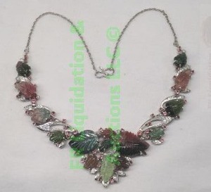 lot 279 image: Sterling silver carved Watermelon Tourmaline necklace