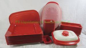 lot 235 image: Red serving ware pieces