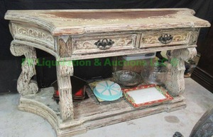 lot 178 image: Ornate Rustic style side table, 72 x 21 x 35. matches lot 177