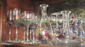 lot 217 image: Ruby and gold flash beverage set, 21 pieces