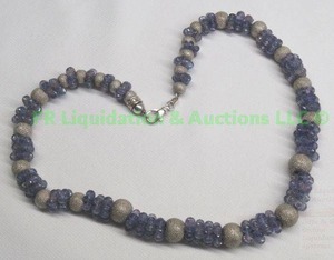 lot 294 image: Sterling silver blue gemstone and bead necklace