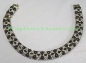 lot 299 image: Two tone black glass or onyx articulated choker