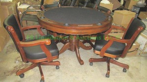 lot 264 image: Reversible Game table with snooker table and poker top 31 tall x 48 wide, with 4 chairs