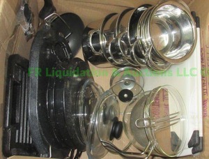 lot 170 image: Assorted pots and pans as shown including Mono made in Germany strainer