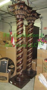 lot 273 image: Corinthian gilded twist column duo, 99 tall