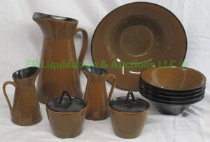 lot 159 image: Gabbay metro zen honey brown ceramic serving set