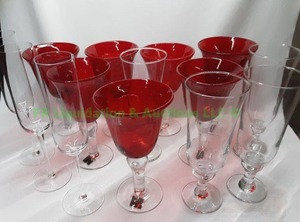lot 119 image: Circleware ruby red wine goblets and more as shown