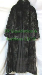 lot 285 image: Midnight Black mink full length stroller. Fully lined. Chevron pattern design with shawl collar.