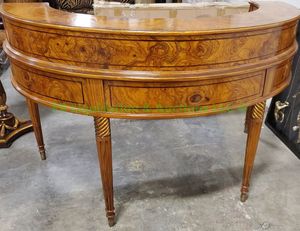 lot 319 image: Burlwood writing desk with leather top