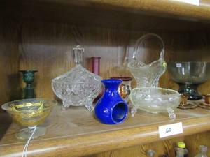 lot 60 image: GLASSWARE INCLUDING CANDY DISHES, CERAMICS AND MORE