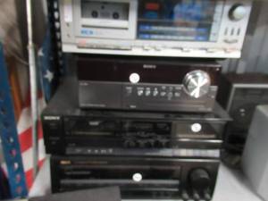 lot 75 image: AIWA AMFM STEREO, SOUNDESIGN AMFM STEREO WITH CASSETTE DECK, SONY STEREO CASSETTE DECK, RCA AMFM STEREO, GPX MUSIC SYSTEM, CYBER HOME DVD PLAYER, SAMSUNG VHS PLAYER, SHARP SPEAKERS, AIWA SPEAKERS AND MORE