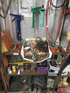 lot 100 image: VARIOUS HARDWARE, CHALK GUNS, SPRINKLER HEADS AND MORE