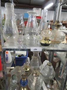 lot 130 image: GLASS OIL LANTERNS