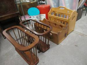 lot 162 image: WOOD MAGAZINE RACKS
