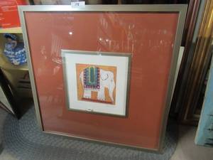 lot 178 image: SAFFRON ELEPHANT PRINT BY CHRIS DAVIS