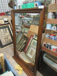 lot 180 image: LARGE WOOD FRAMED MIRROR 46 X 30