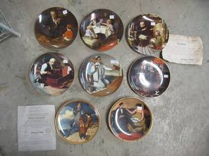 lot 183 image: 8 NORMAN ROCKWELL COLLECTOR PLATES WAITING ON SHORE HAS COA.