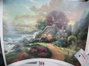 lot 231 image: THOMAS KINKADE PRINT A NEW DAY DAWNING UNFRAMED