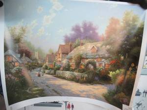 lot 233 image: THOMAS KINKADE PRINT COBBLE STONE VILLAGE MARKED 414 OF 1170 UNFRAMED