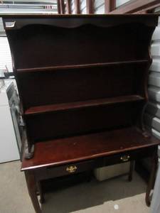 lot 28 image: VINTAGE CHERRY DESK WITH SHELF (2 PIECES) 45 X 16 X 68