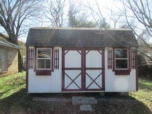lot 37 image: LARGE DOUBLE DOOR STRORAGE BUILDINGSHED WITH 2 LOFTS IN GREAT CONDITION MEASURES 195 L X 117 W X 132 H PREVIEW TODAY AT 2704 CASA BLANCA CT, ARLINGTON TX. 76015 BETWEEN 2-3 PM