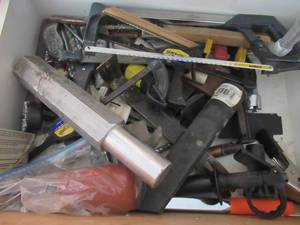 lot 11 image: CLAMPS, ALUMINIUM CENTER PUNCH, HACKSAW, DRILL BITS AND MORE