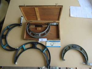 lot 56 image: NSK MICROMETER CALIPER 6-7 IN CASE, MITUTOYO MICROMETER 5-6, MITUTOYO MICROMETER 7-8 AND MITUTOYO MICROMETER 8-9