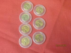 lot 74 image: 7 VINTAGE PENNIES DATES 1960 - 1974