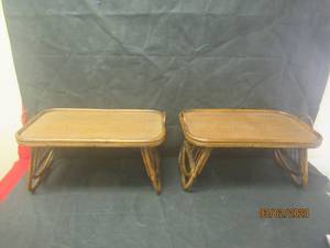 lot 164 image: 2-BAMBOO BED TRAY TABLES WITH CARRYING HANDLES